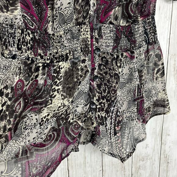 Fashion Bug Vintage 2 Piece Flowy Shirt Skirt Set Fairy Paisley Animal Print - Picture 5 of 16